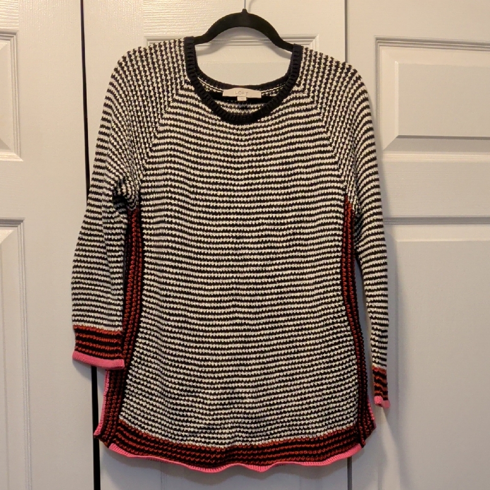 LOFT Black and White Knit Sweater